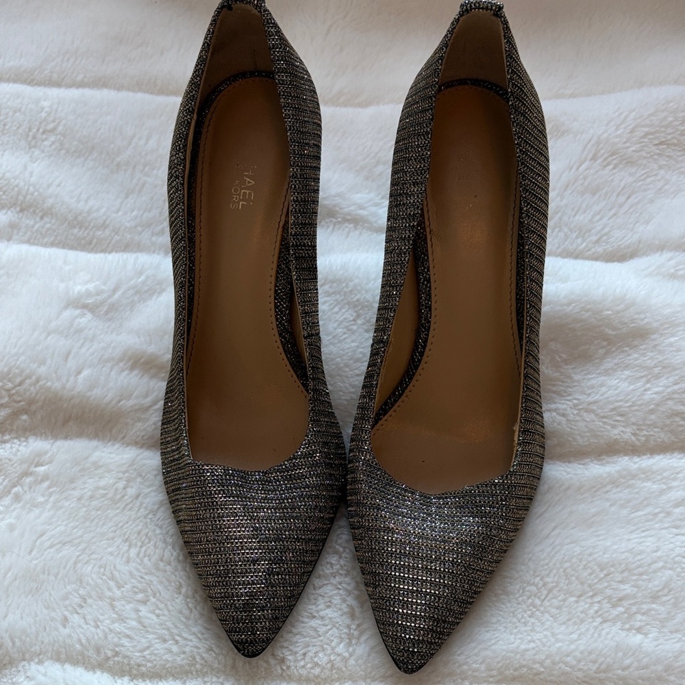 Micheal Kors Shimmering Silver and Gold Heels